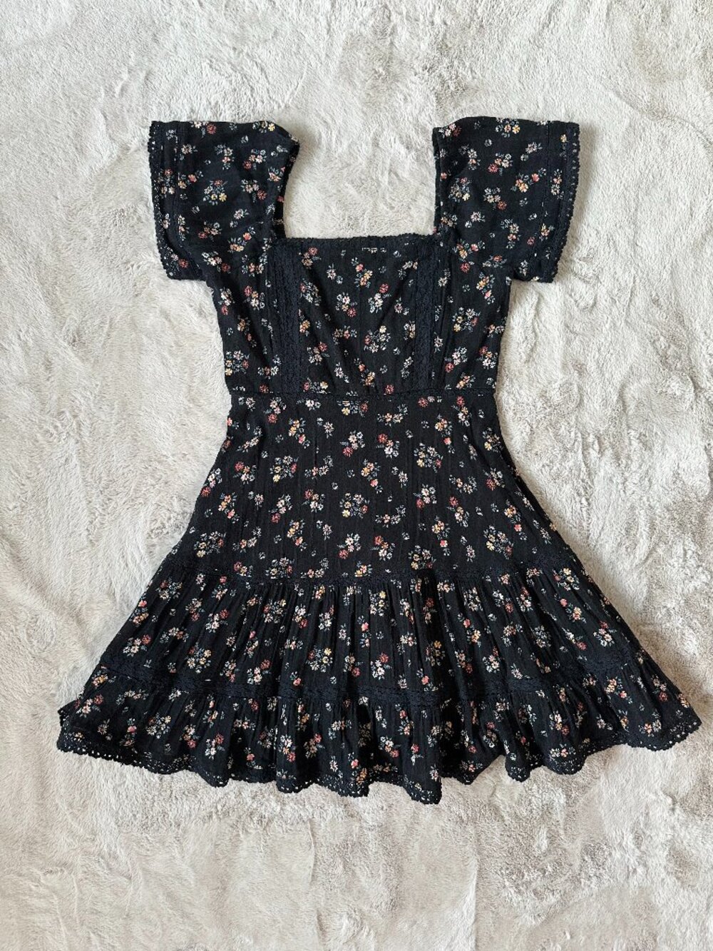 American Eagle Black Floral Mini Sundress